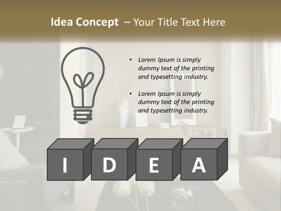 A Living Room Filled With Furniture And A Mirror PowerPoint Template