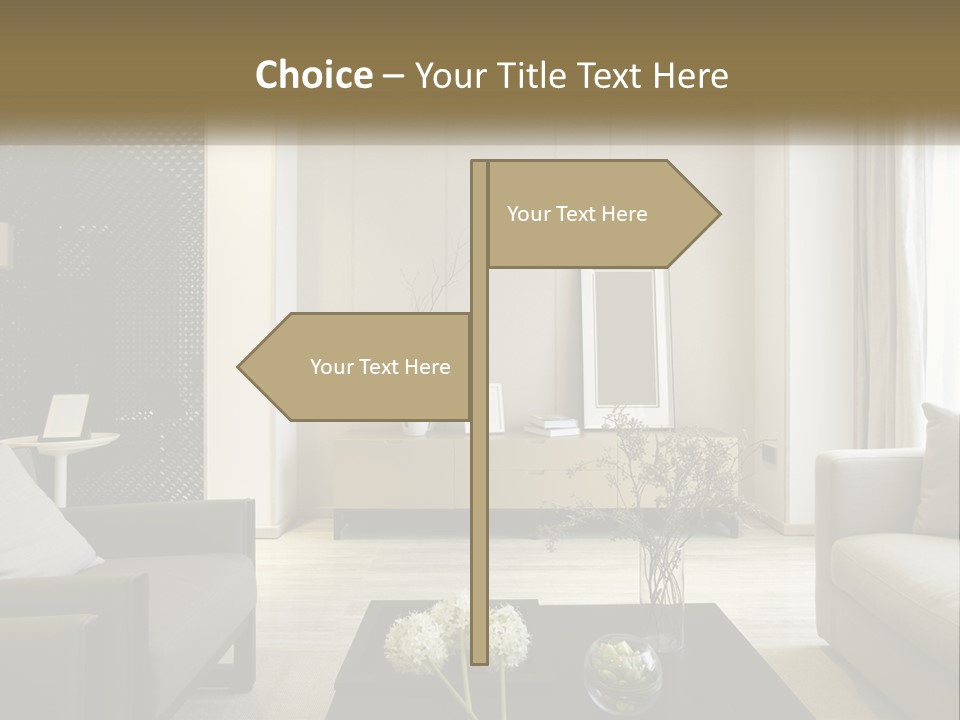 A Living Room Filled With Furniture And A Mirror PowerPoint Template