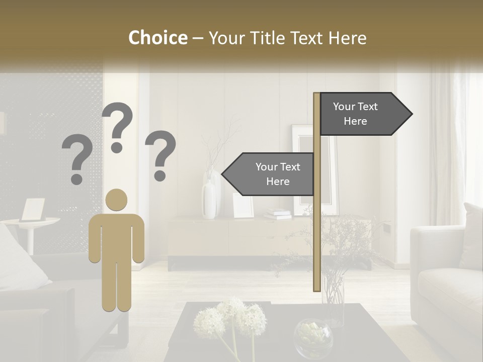 A Living Room Filled With Furniture And A Mirror PowerPoint Template