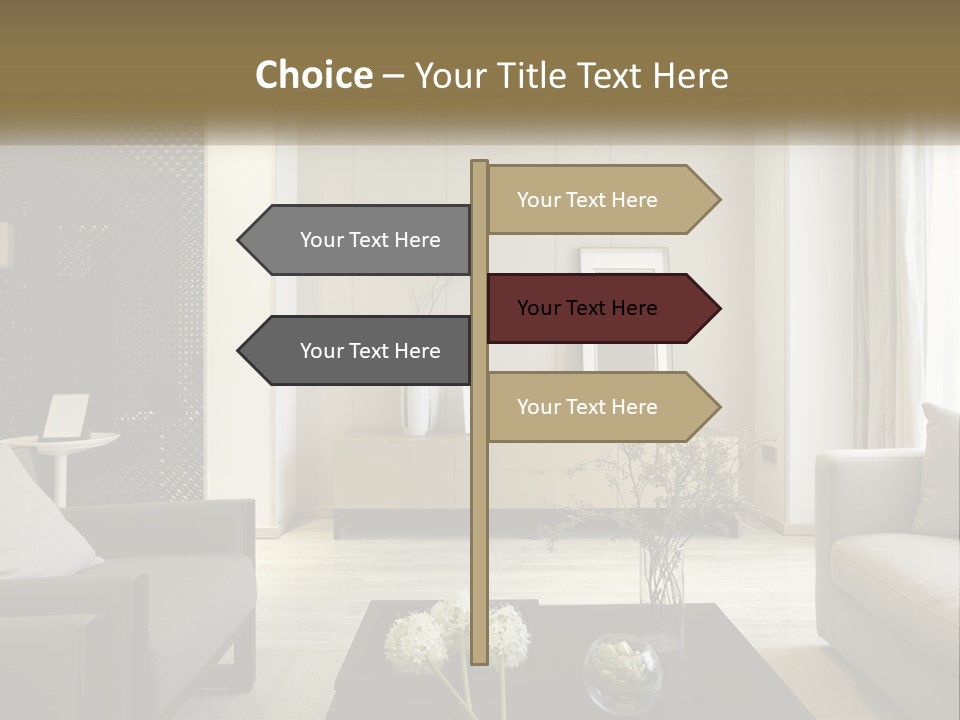 A Living Room Filled With Furniture And A Mirror PowerPoint Template