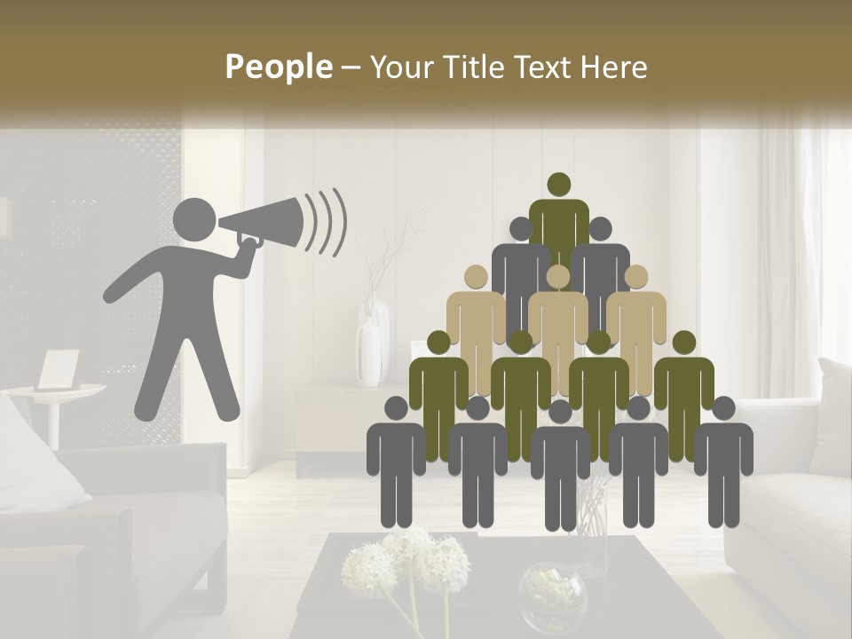 A Living Room Filled With Furniture And A Mirror PowerPoint Template