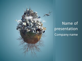 A Small Island With A Bunch Of Boxes On Top Of It PowerPoint Template