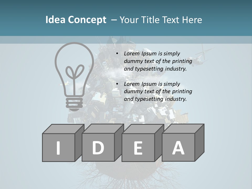 A Small Island With A Bunch Of Boxes On Top Of It PowerPoint Template