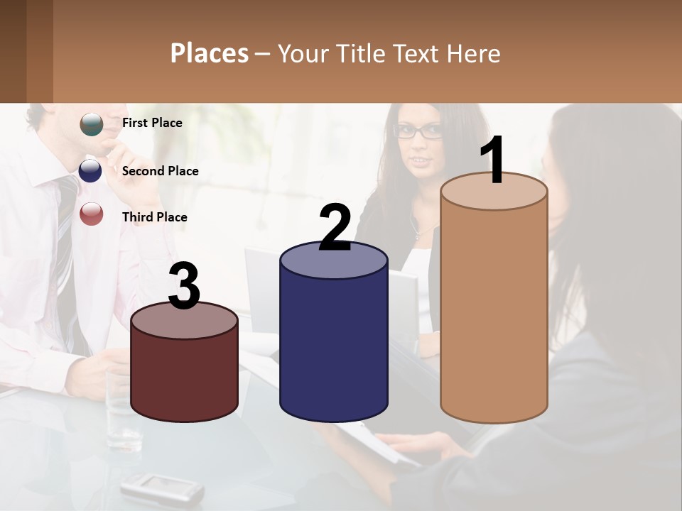 A Group Of People Sitting Around A Table With Laptops PowerPoint Template