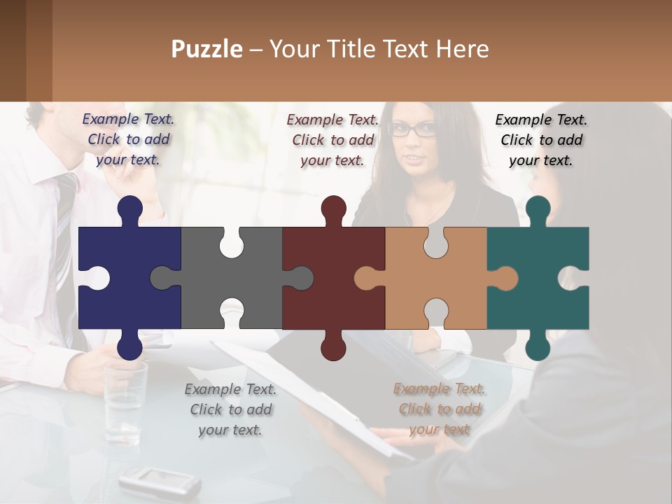 A Group Of People Sitting Around A Table With Laptops PowerPoint Template