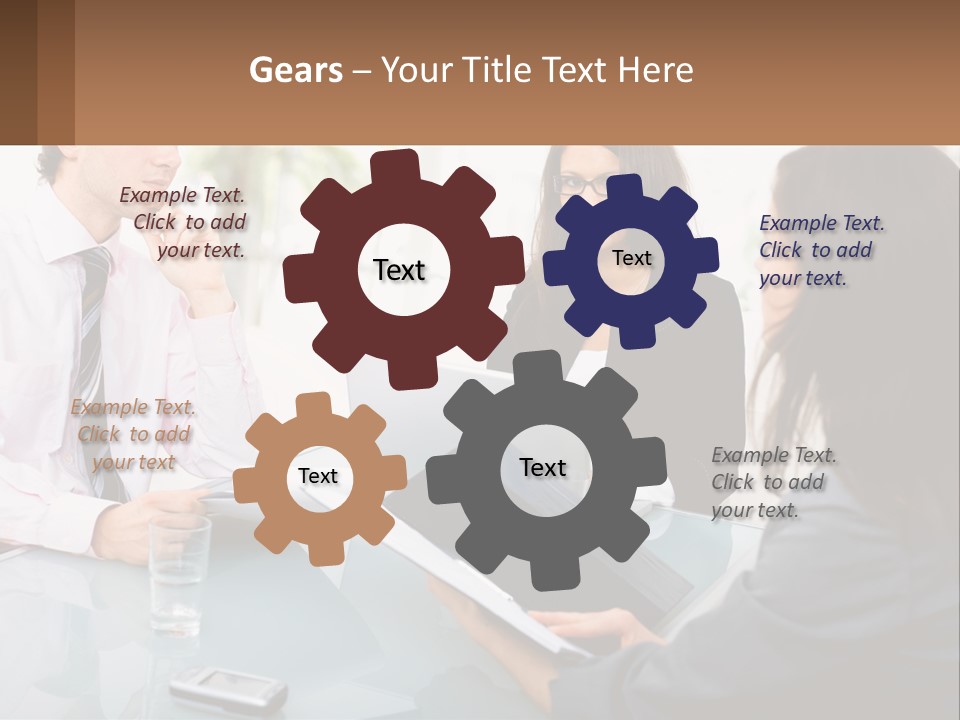 A Group Of People Sitting Around A Table With Laptops PowerPoint Template