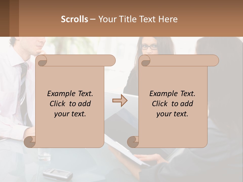 A Group Of People Sitting Around A Table With Laptops PowerPoint Template