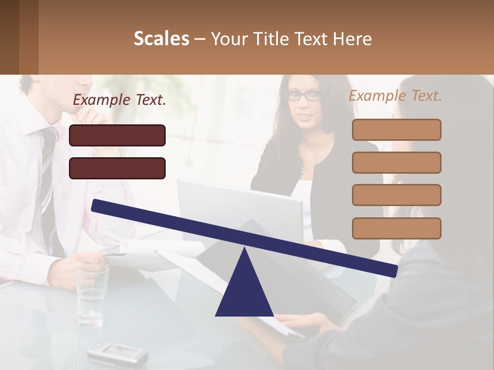 A Group Of People Sitting Around A Table With Laptops PowerPoint Template