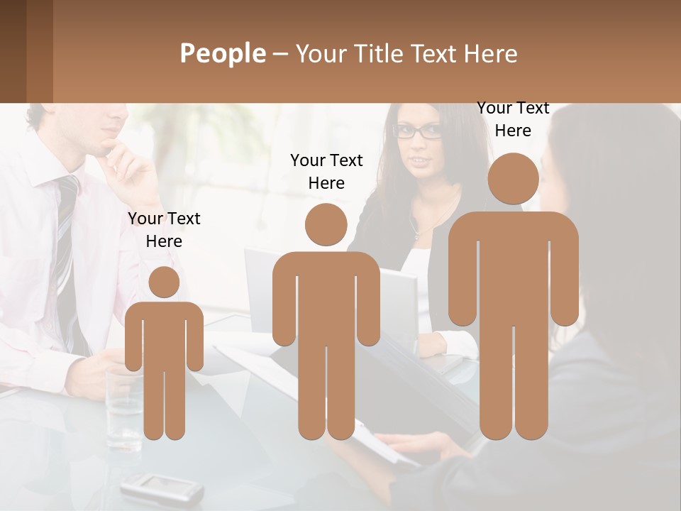 A Group Of People Sitting Around A Table With Laptops PowerPoint Template