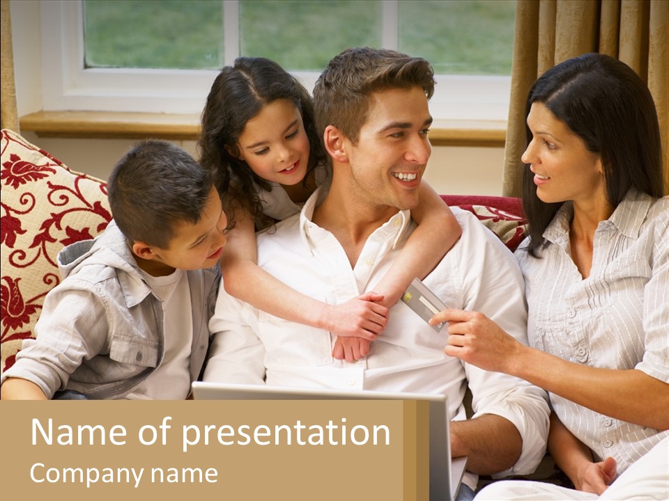 A Group Of People Sitting On A Couch Together PowerPoint Template