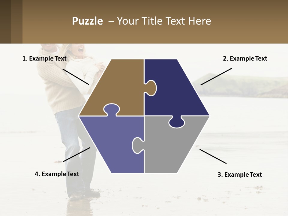 A Man Carrying A Woman On His Back On The Beach PowerPoint Template