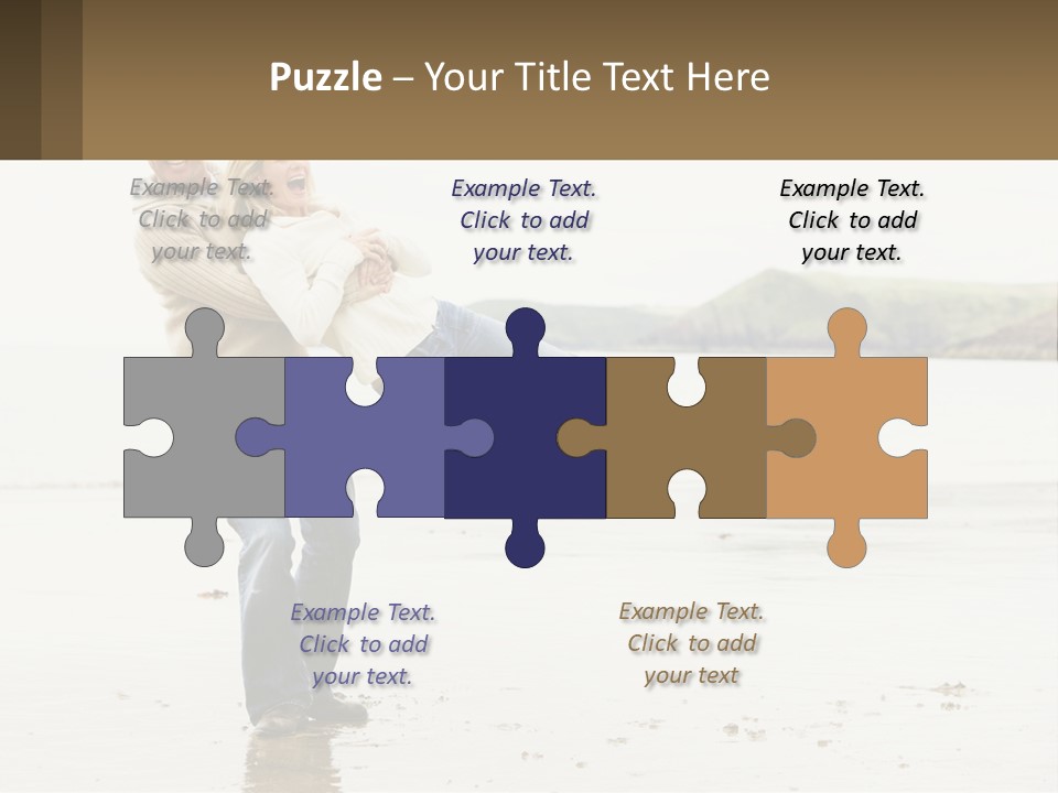 A Man Carrying A Woman On His Back On The Beach PowerPoint Template