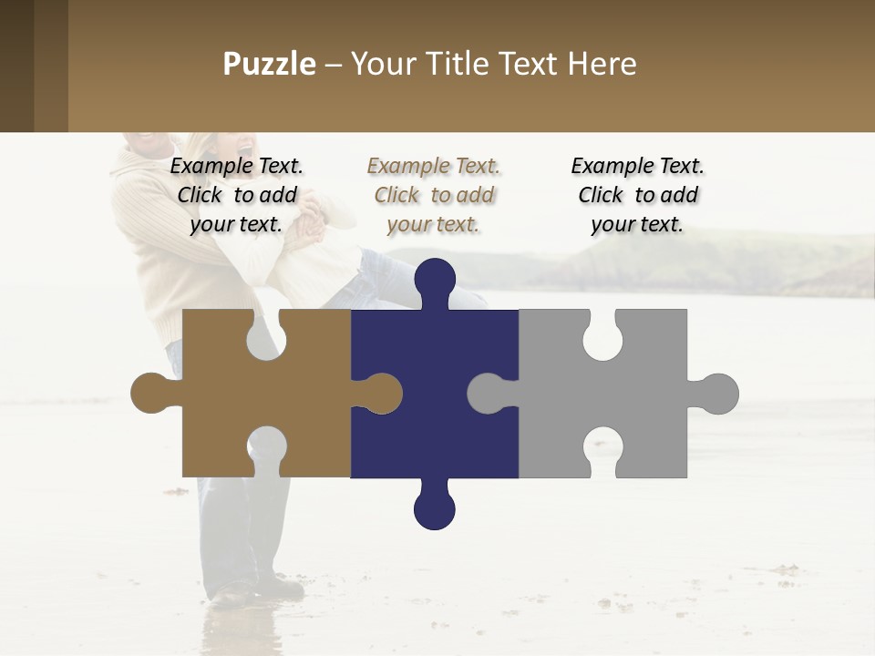 A Man Carrying A Woman On His Back On The Beach PowerPoint Template