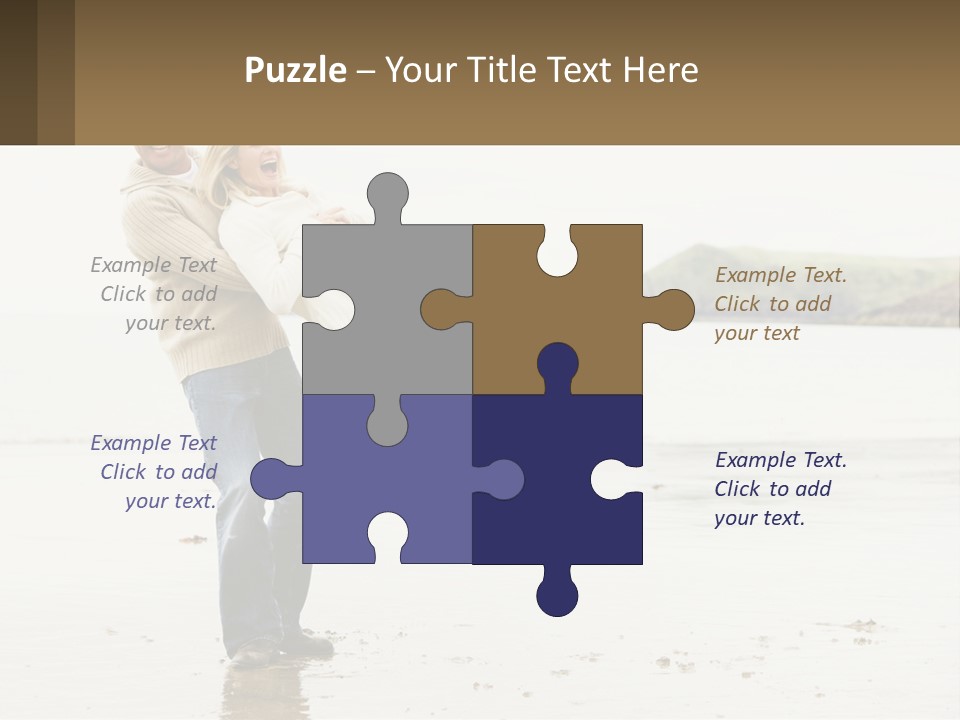 A Man Carrying A Woman On His Back On The Beach PowerPoint Template