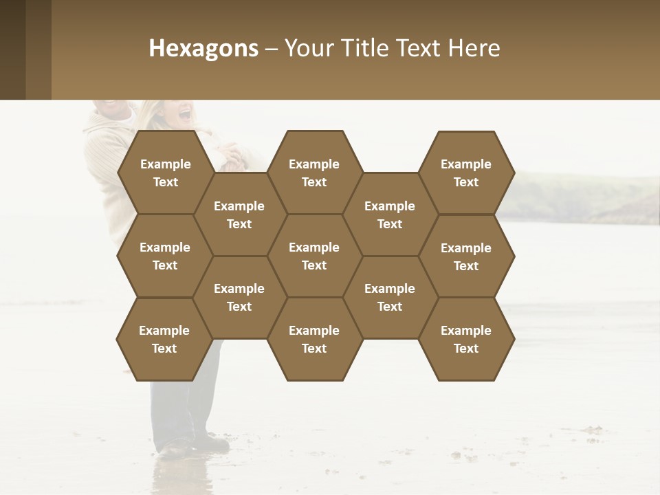 A Man Carrying A Woman On His Back On The Beach PowerPoint Template