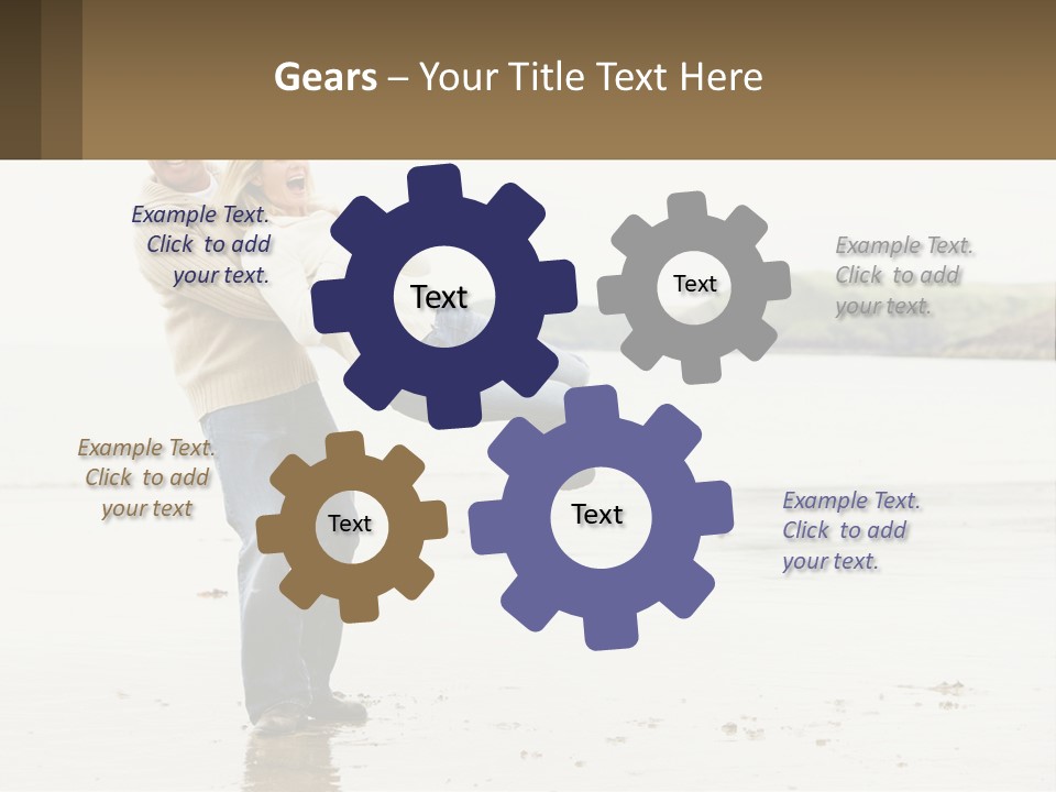 A Man Carrying A Woman On His Back On The Beach PowerPoint Template