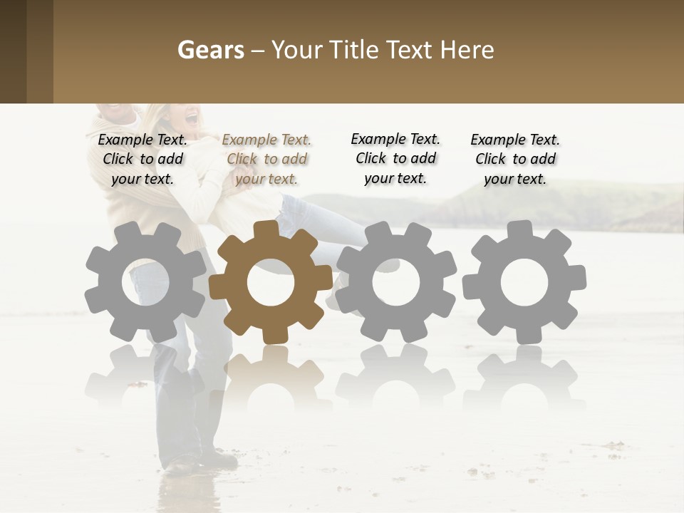 A Man Carrying A Woman On His Back On The Beach PowerPoint Template