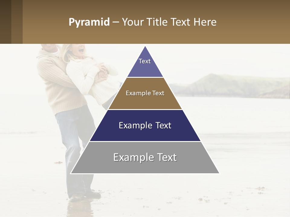 A Man Carrying A Woman On His Back On The Beach PowerPoint Template