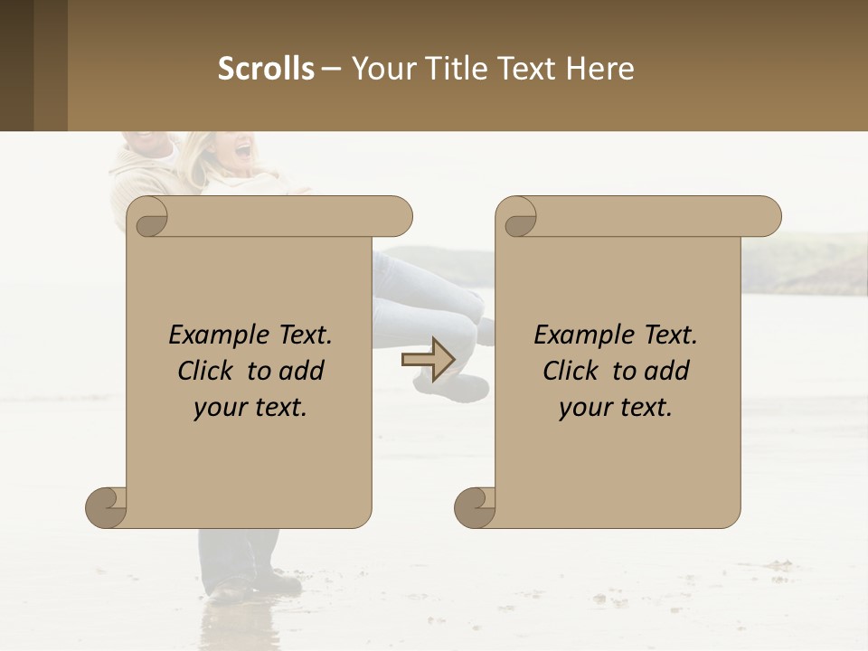 A Man Carrying A Woman On His Back On The Beach PowerPoint Template