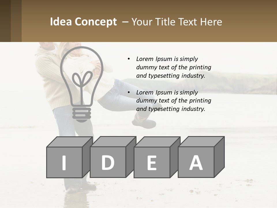 A Man Carrying A Woman On His Back On The Beach PowerPoint Template