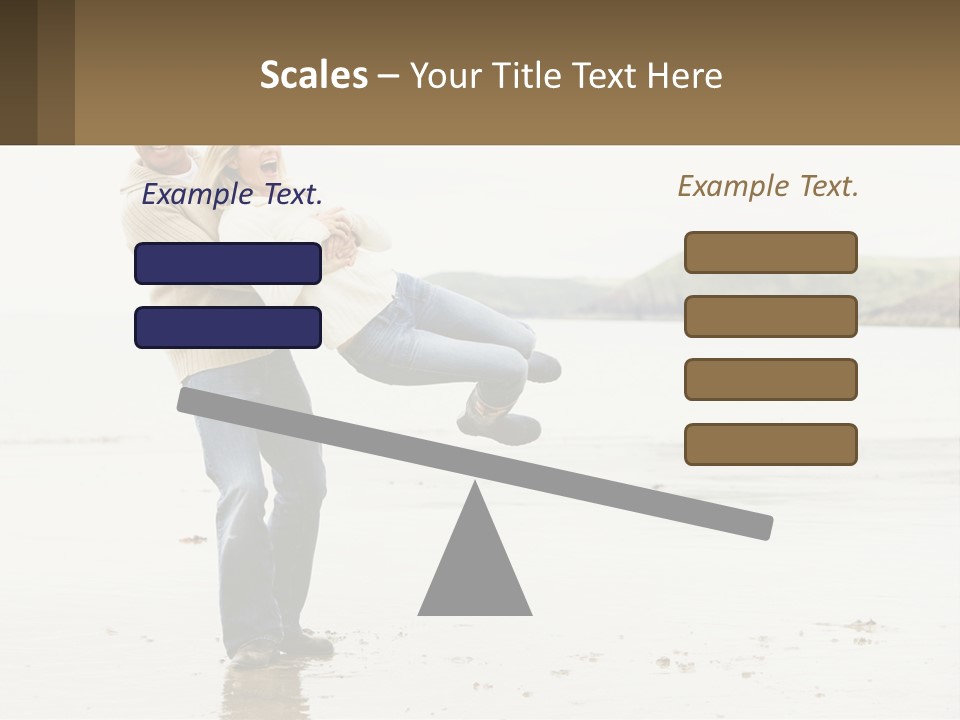 A Man Carrying A Woman On His Back On The Beach PowerPoint Template