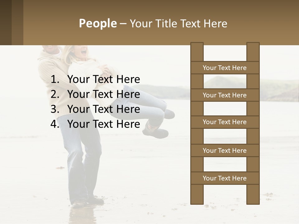 A Man Carrying A Woman On His Back On The Beach PowerPoint Template