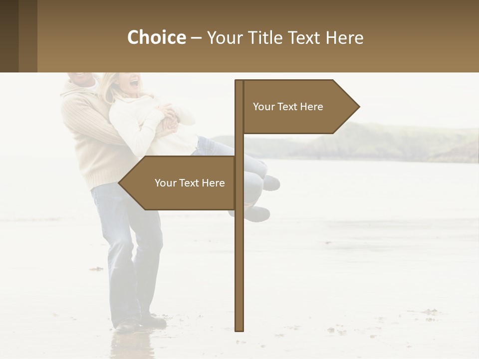 A Man Carrying A Woman On His Back On The Beach PowerPoint Template