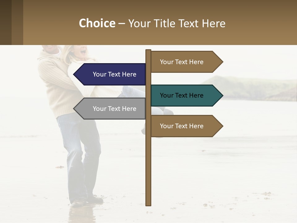 A Man Carrying A Woman On His Back On The Beach PowerPoint Template