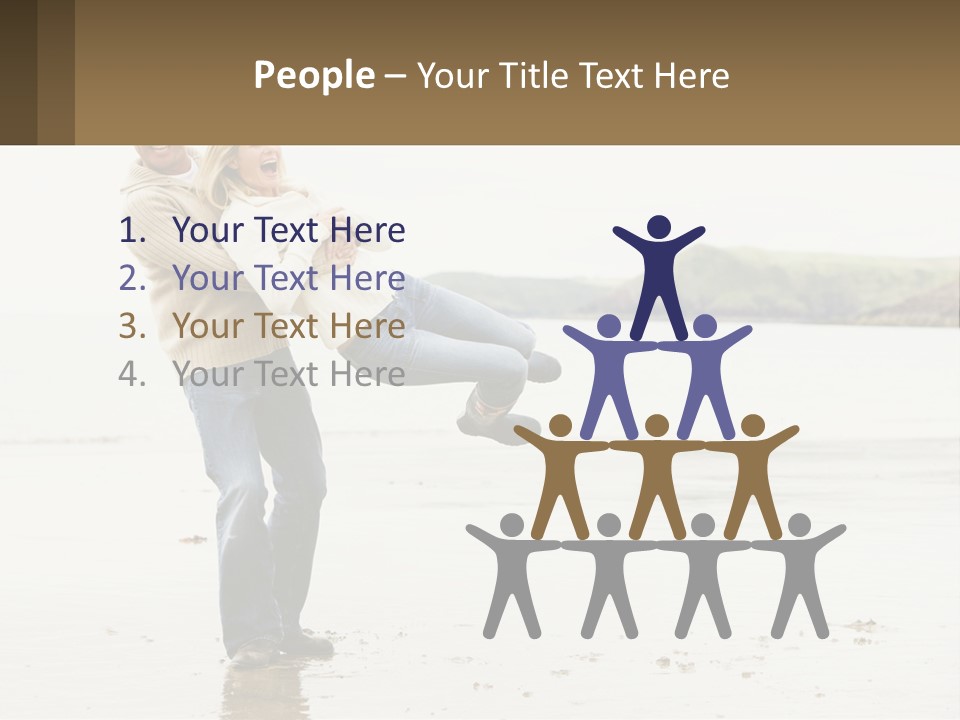 A Man Carrying A Woman On His Back On The Beach PowerPoint Template