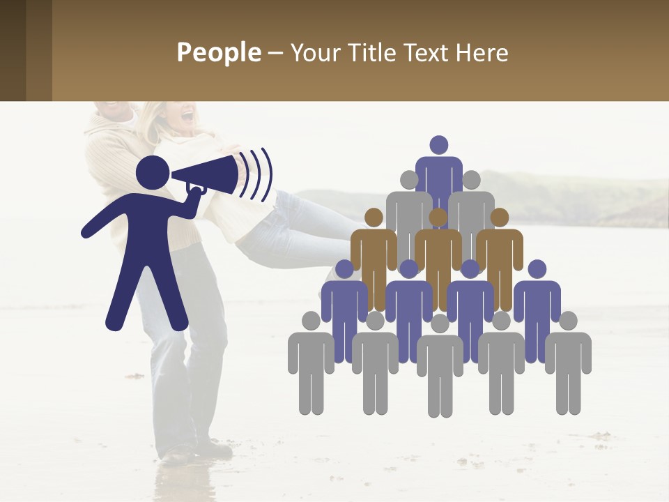 A Man Carrying A Woman On His Back On The Beach PowerPoint Template