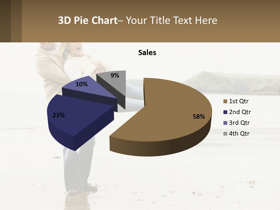 A Man Carrying A Woman On His Back On The Beach PowerPoint Template