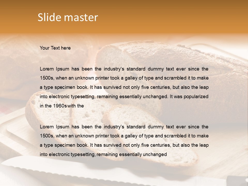 A Loaf Of Bread Sitting On Top Of A Cutting Board PowerPoint Template