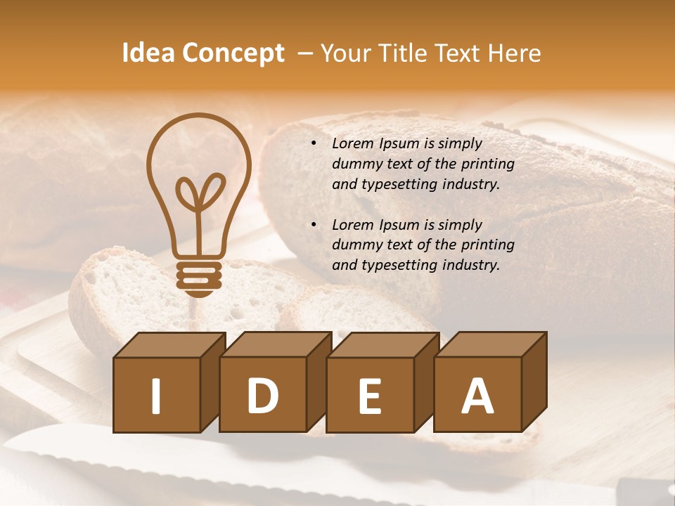 A Loaf Of Bread Sitting On Top Of A Cutting Board PowerPoint Template