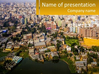 An Aerial View Of A City With Lots Of Buildings PowerPoint Template