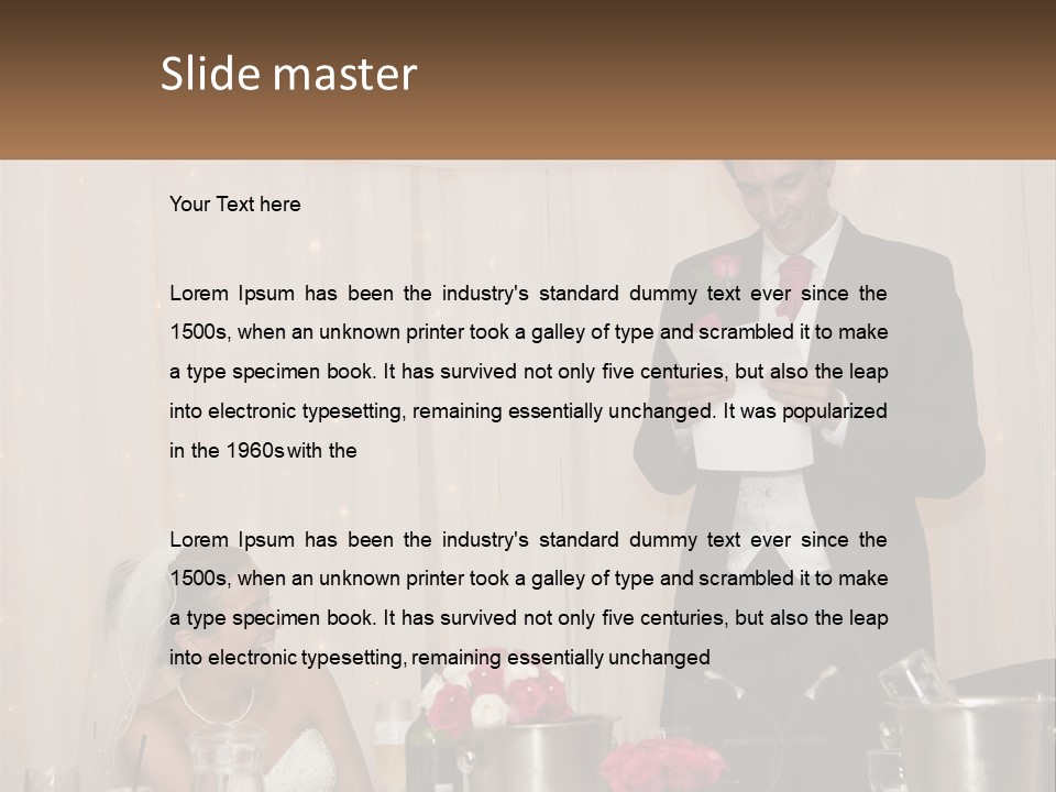 A Man In A Tuxedo Reading A Piece Of Paper PowerPoint Template