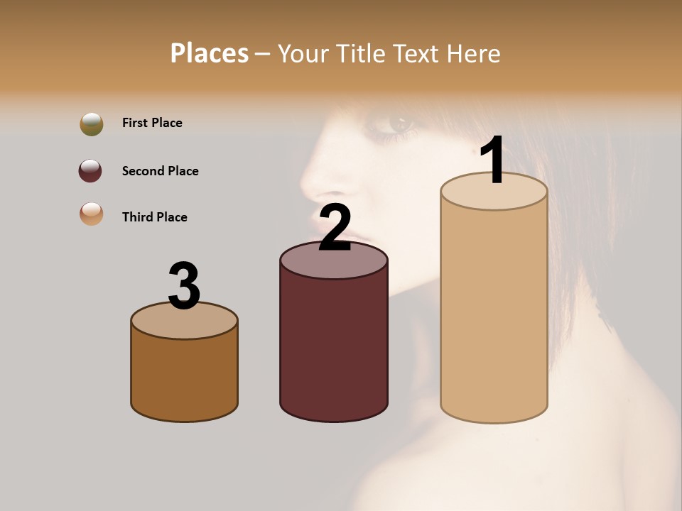 A Woman With Brown Hair Is Posing For A Picture PowerPoint Template