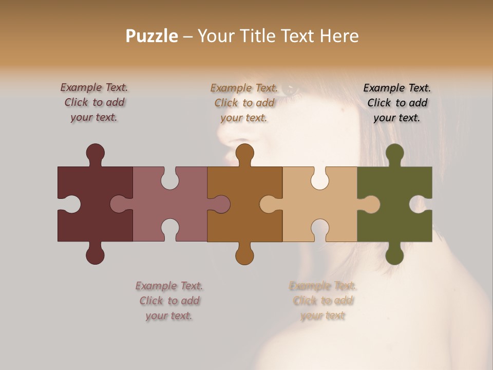 A Woman With Brown Hair Is Posing For A Picture PowerPoint Template