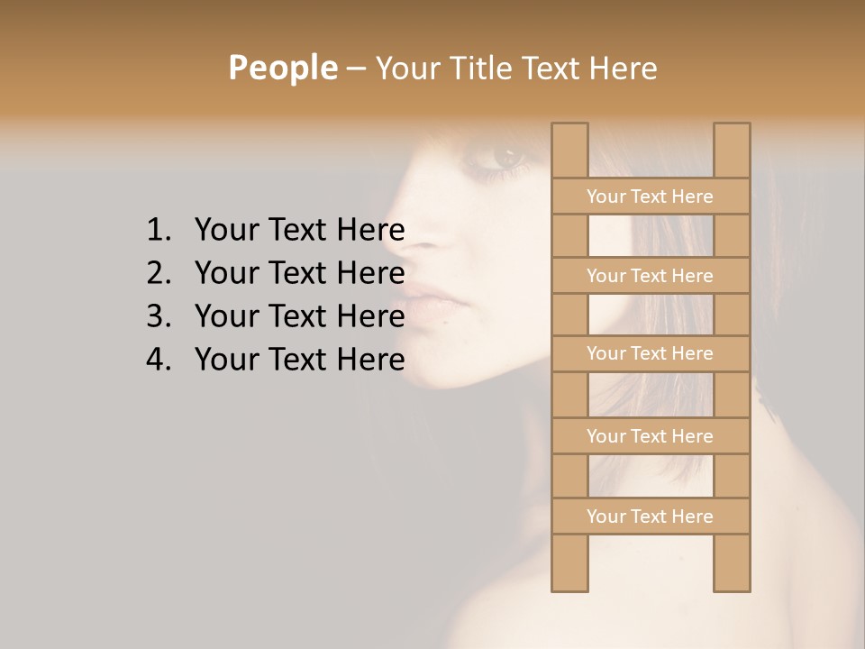 A Woman With Brown Hair Is Posing For A Picture PowerPoint Template