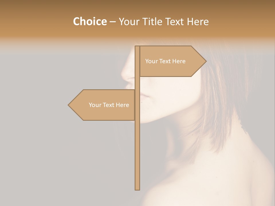 A Woman With Brown Hair Is Posing For A Picture PowerPoint Template