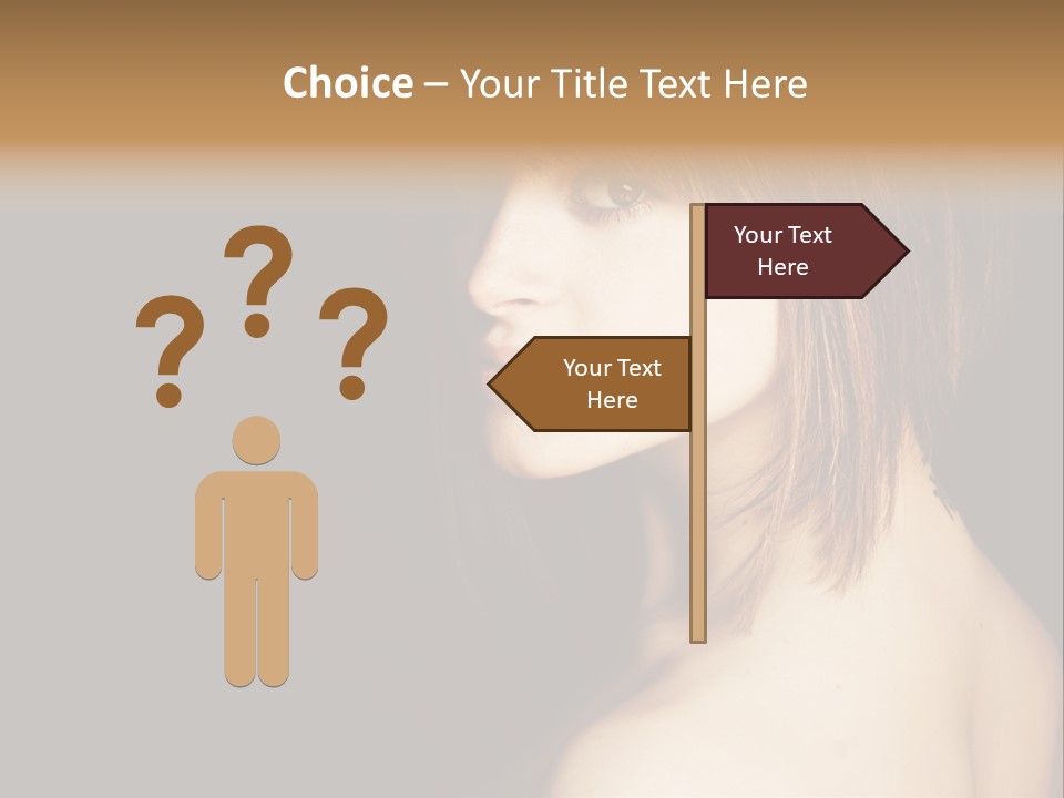 A Woman With Brown Hair Is Posing For A Picture PowerPoint Template