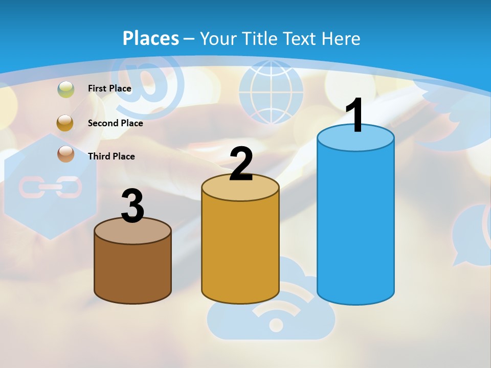 A Person Using A Cell Phone With Social Icons Coming Out Of It PowerPoint Template