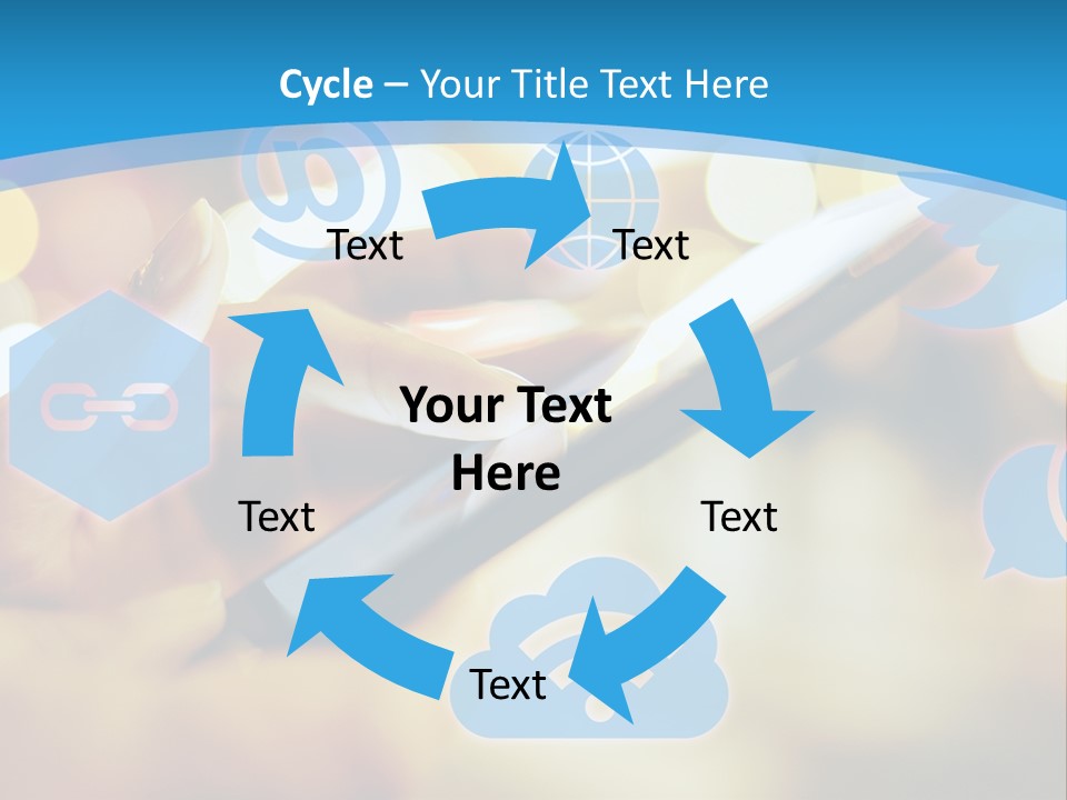 A Person Using A Cell Phone With Social Icons Coming Out Of It PowerPoint Template