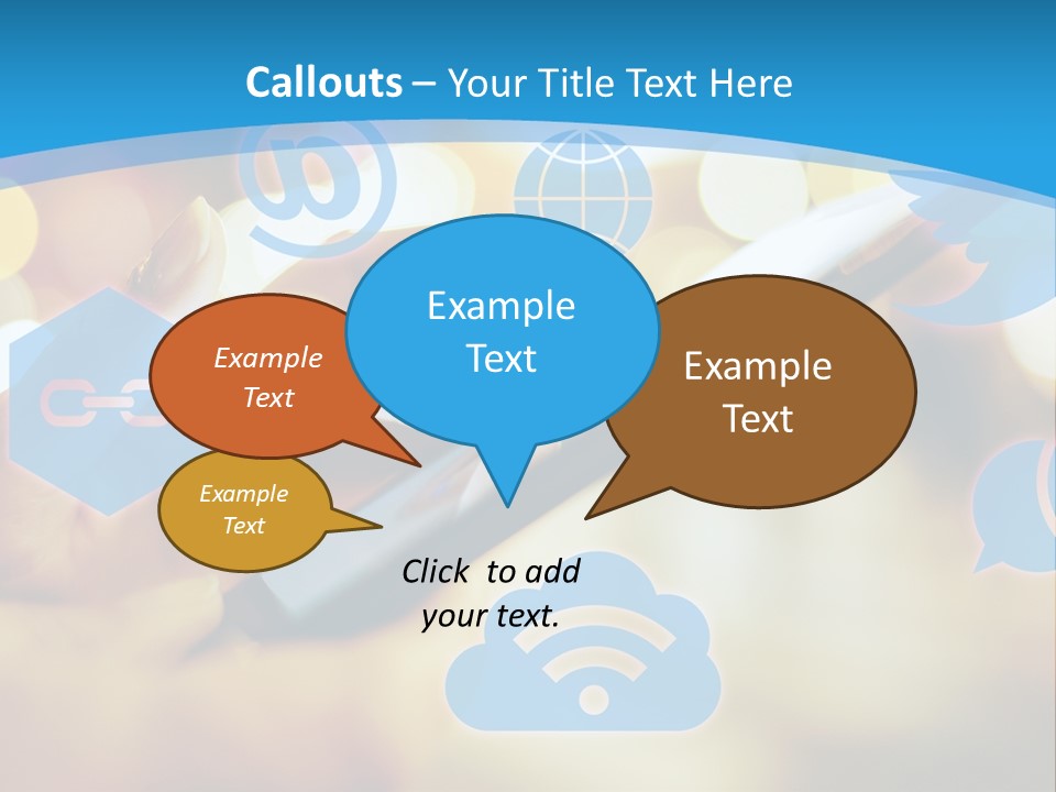 A Person Using A Cell Phone With Social Icons Coming Out Of It PowerPoint Template