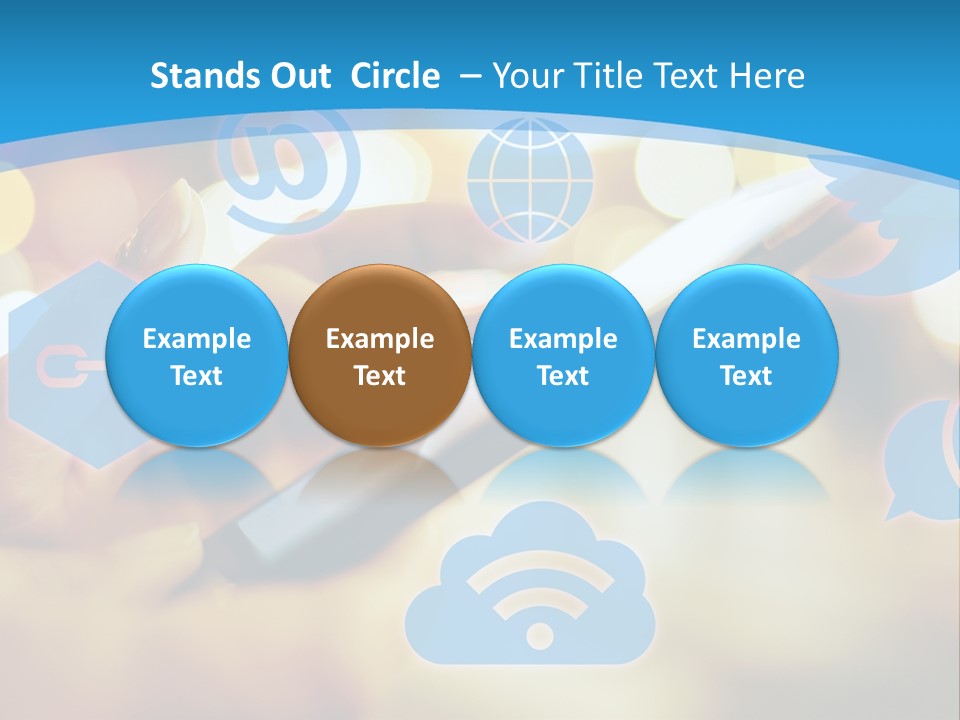 A Person Using A Cell Phone With Social Icons Coming Out Of It PowerPoint Template