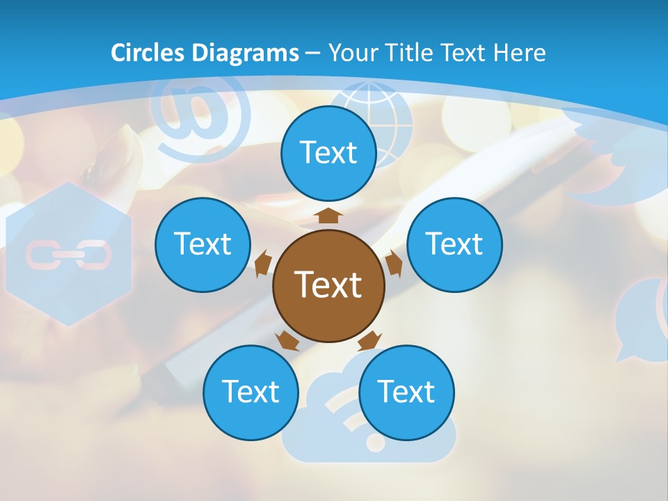 A Person Using A Cell Phone With Social Icons Coming Out Of It PowerPoint Template