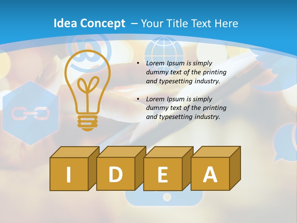 A Person Using A Cell Phone With Social Icons Coming Out Of It PowerPoint Template
