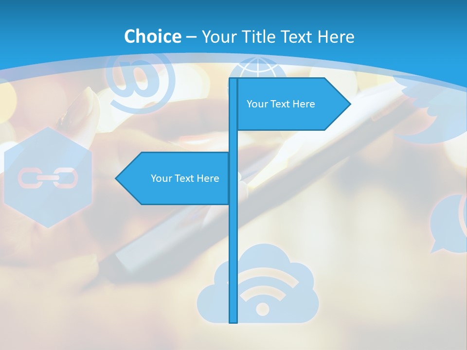 A Person Using A Cell Phone With Social Icons Coming Out Of It PowerPoint Template
