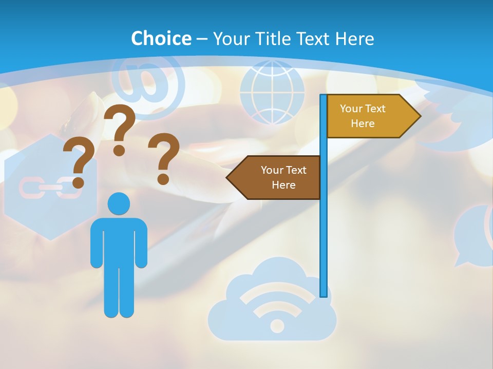 A Person Using A Cell Phone With Social Icons Coming Out Of It PowerPoint Template