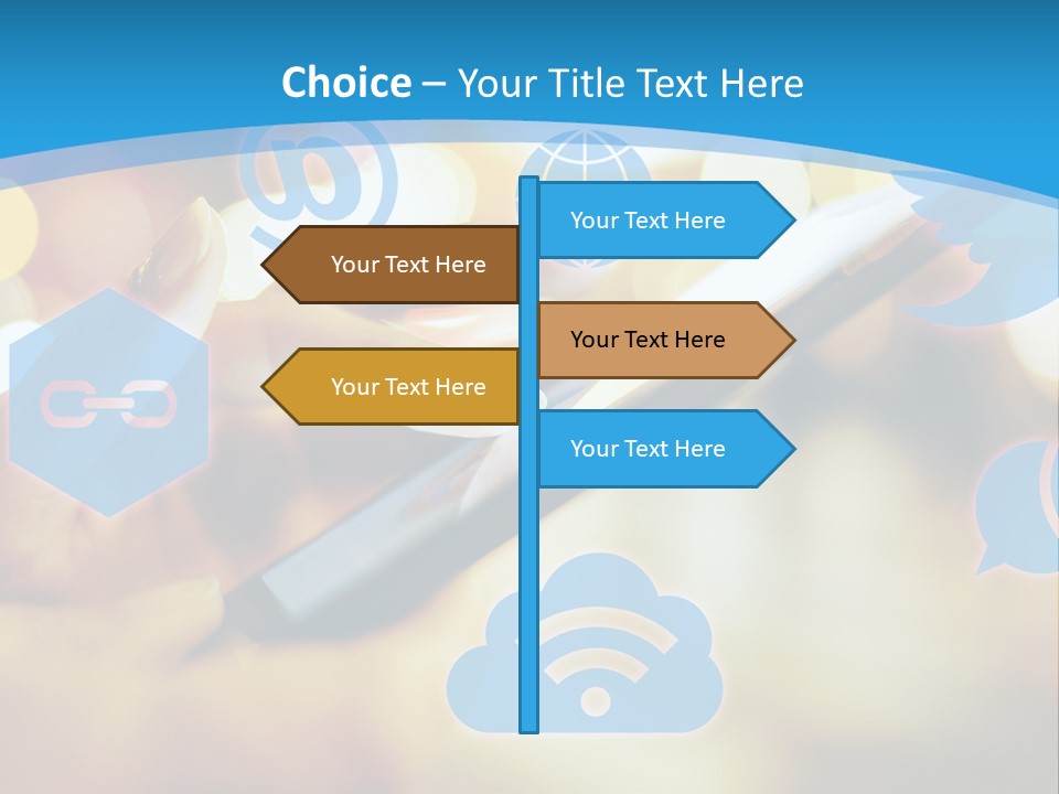 A Person Using A Cell Phone With Social Icons Coming Out Of It PowerPoint Template
