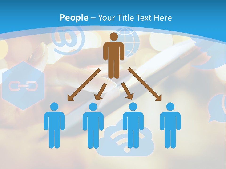 A Person Using A Cell Phone With Social Icons Coming Out Of It PowerPoint Template